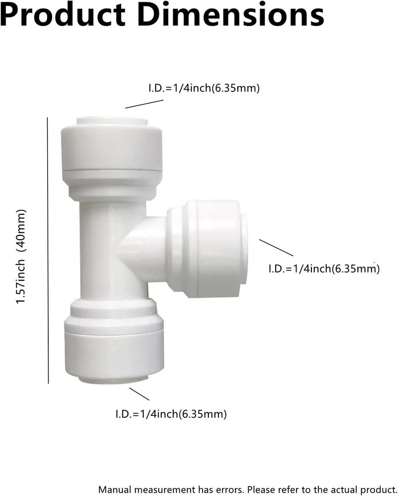 Madavoon 15 pcs 1/4" Tee 3 Way Tube Quick Connect Push Fit RO Water Reverse Osmosis System - Image 2